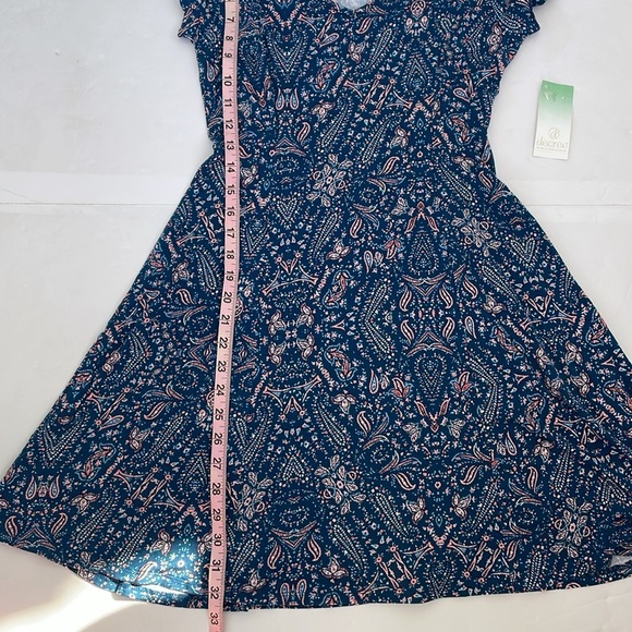 Decree Blue V-Neck Fit and Flare Skater Y2K Dress Medium - Picture 13 of 13